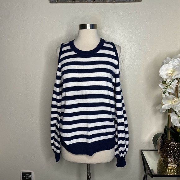 Michael Kors Striped Cold Shoulder Sweater - Picture 2 of 6